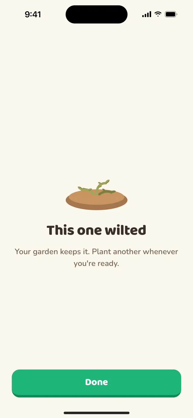 A wilted plant: This one wilted. Your garden keeps it.